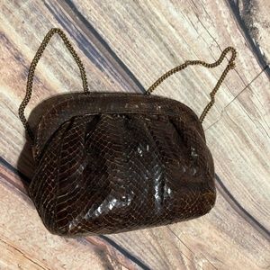 Susan Gail Snakeskin Leather Clutch Handbag Strap